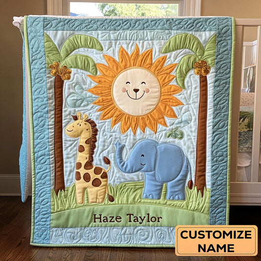 Elephant Hug WN2407029CL Personalized Baby Quilt