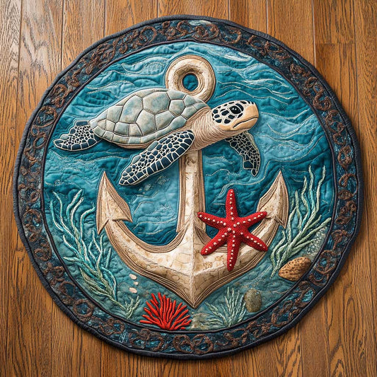 Ocean Turtle Circle WN0905025CL Quilted Round Mat