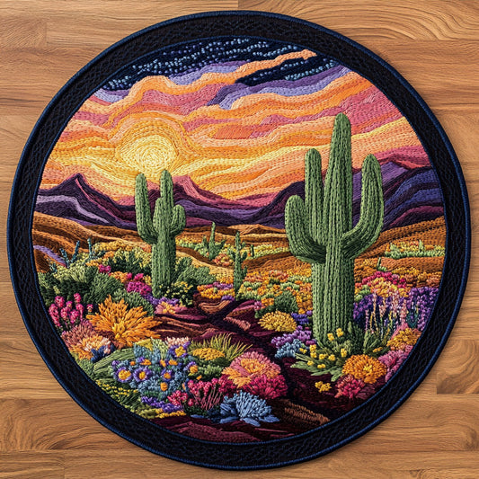 Cactus Desert WX2003117CL Quilted Round Mat
