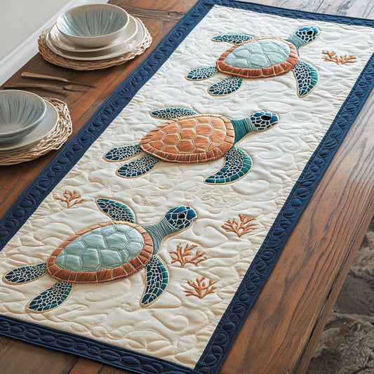 Swiming Turtle CP2605029CL Quilted Table Runner