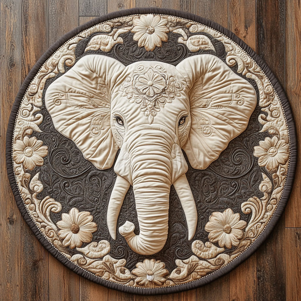 Flower Elephant WX2805018CL Quilted Round Mat