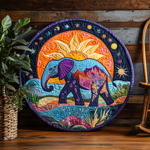 Majestic Elephant WJ2203074CL Quilted Round Mat