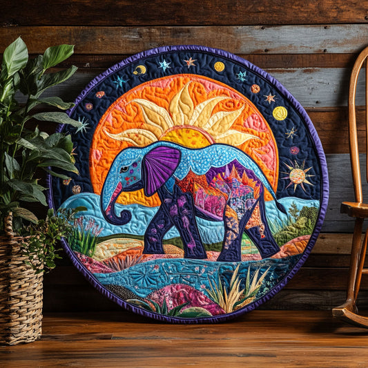 Majestic Elephant WJ2203074CL Quilted Round Mat