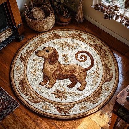 Vintage Dachshund WY0107052CL Quilted Round Mat