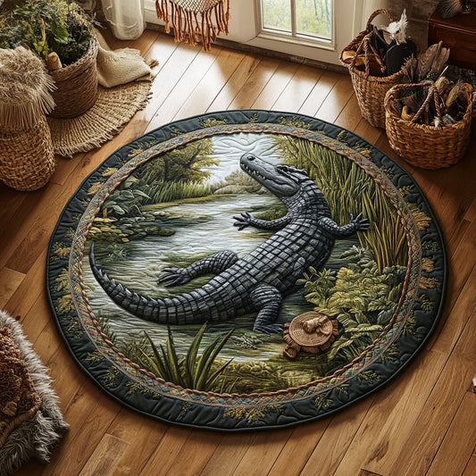 Forest Crocodile WY3005038CL Quilted Round Mat