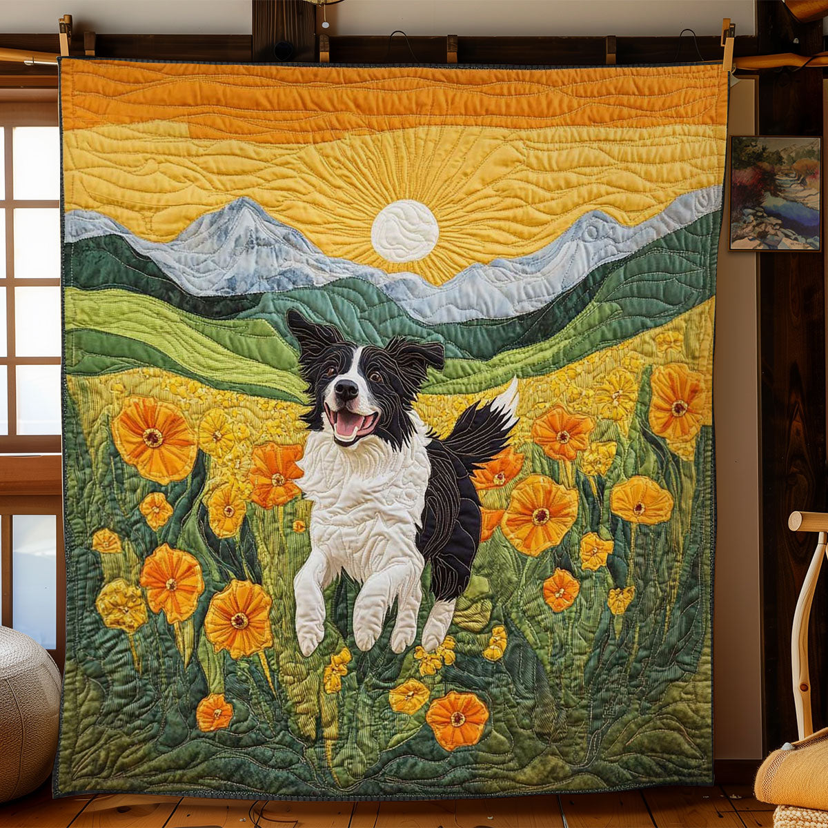 Wildflower Border Collie WN1004065CL Quilt