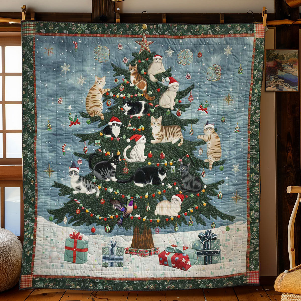 Cat Christmas Joy WN1610065CL Quilt