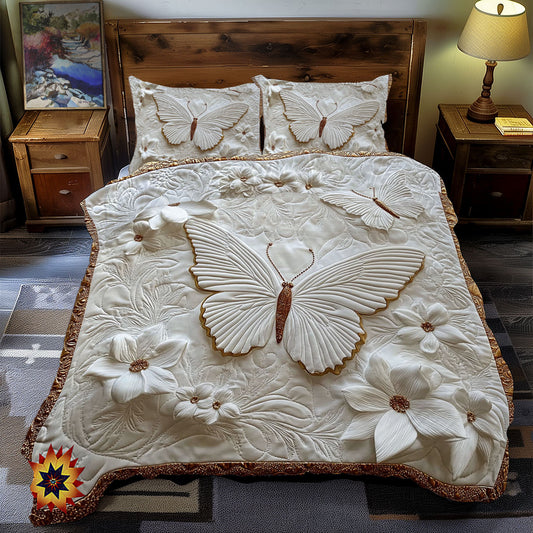 White Butterfly And Flower WY0212061CL Duvet Cover Set