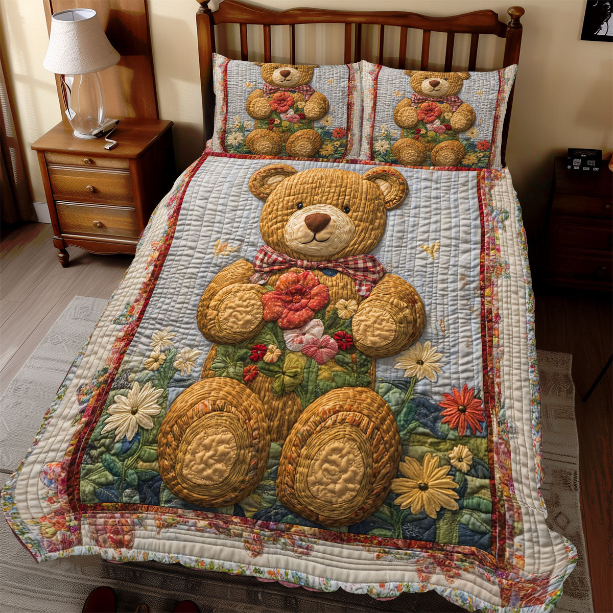 Teddy Bear Flower WX1012056CL Duvet Cover Set