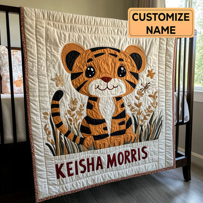 Tiny Stripes CP2607015CL Personalized Baby Quilt