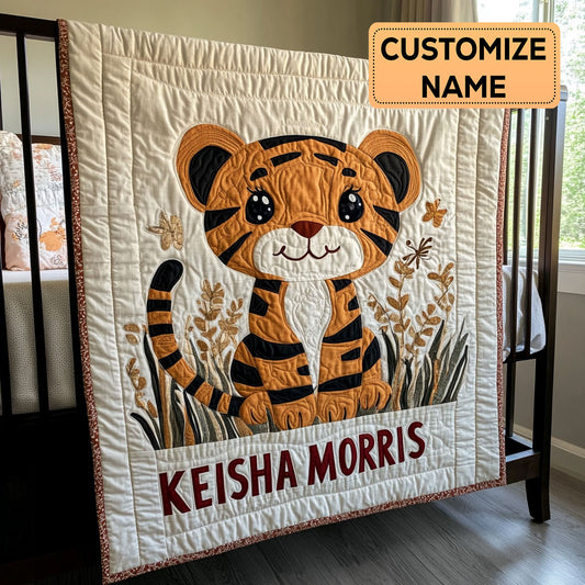 Tiny Stripes CP2607015CL Personalized Baby Quilt