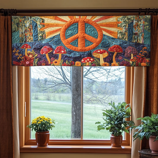 Peace Sign Mushroom WX1405032CL  Quilted Valance