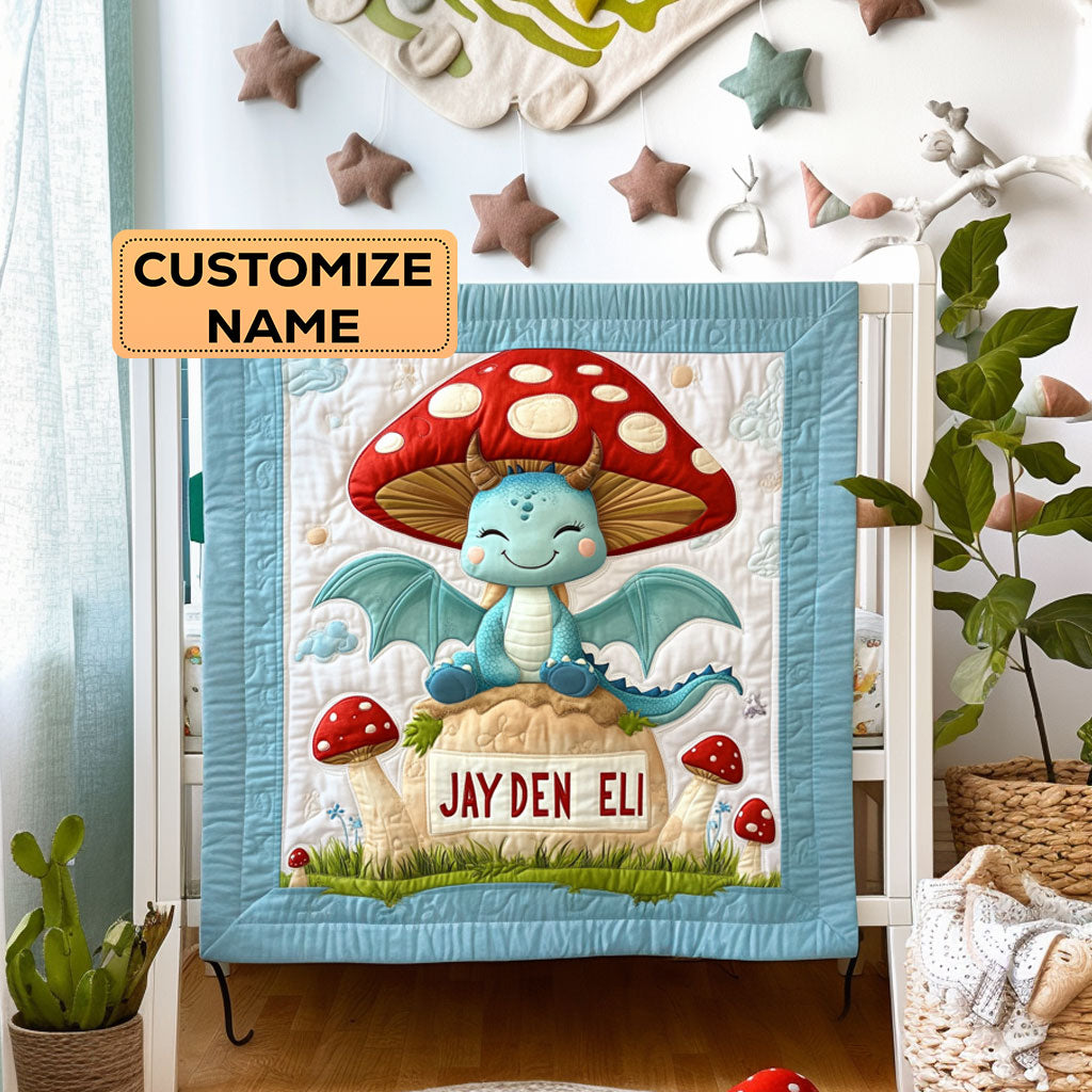 Mushroom Dragon WY2807027CL Personalized Baby Quilt