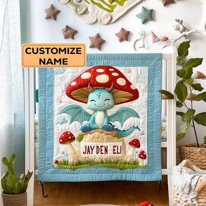 Mushroom Dragon WY2807027CL Personalized Baby Quilt