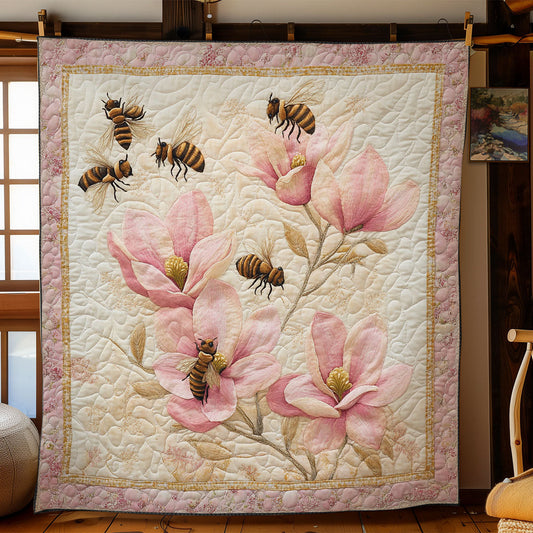 Pink Magnolia And Bee WY2103066CL Quilt
