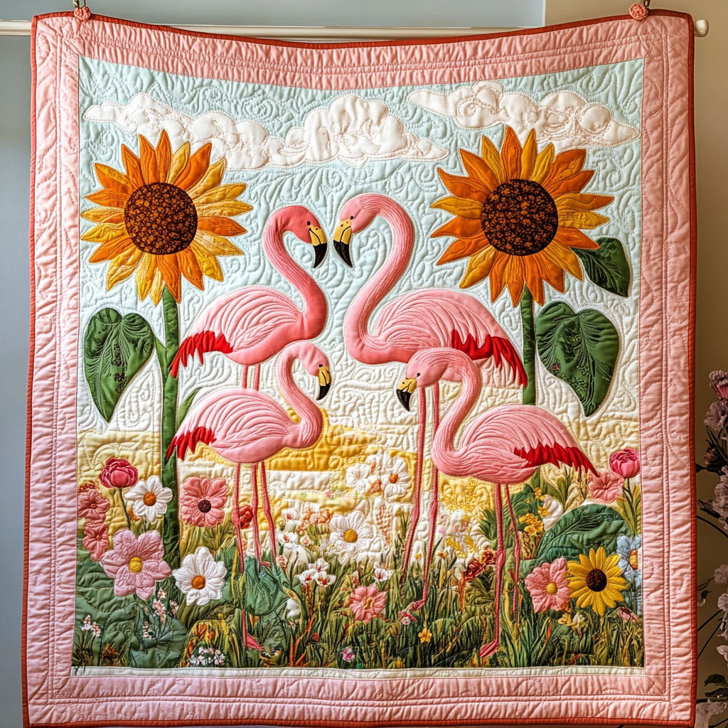 Flamingo Sunflower Garden WY2208127CL Quilt