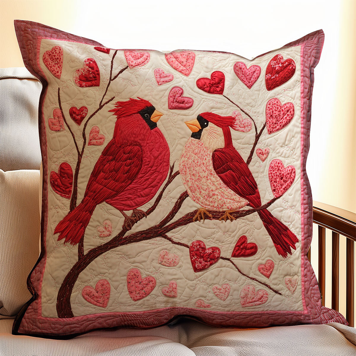 Couple Cardinal WX2401064CL Quilt Pillow Case