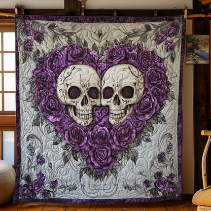 Purple Rose Heart Skull WY2712054CL Quilt