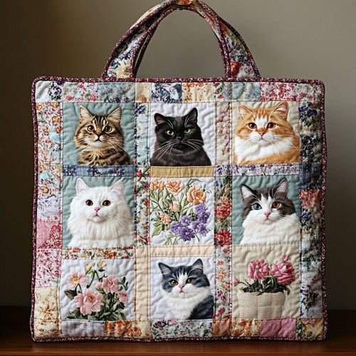 Cozy Flower Cat WN0611035CL Quilted Tote Bag