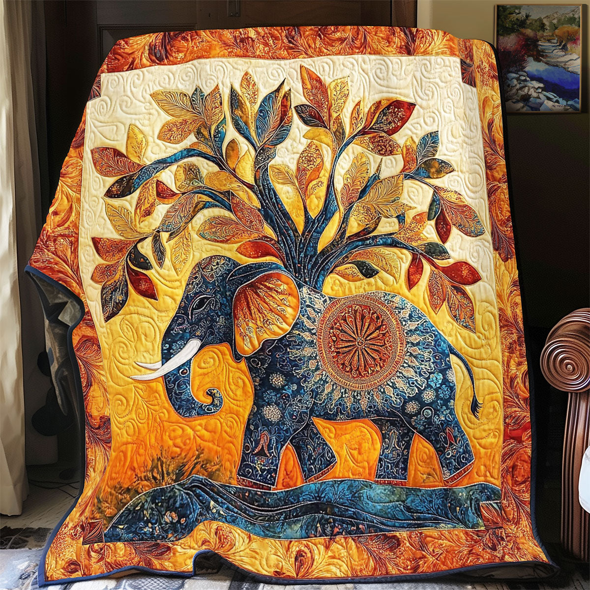 Elephant And Sunset Tree WY1002055CL Quilt