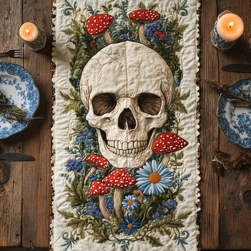 Skull And Shroom Magic WN1607038CL Quilted Table Runner