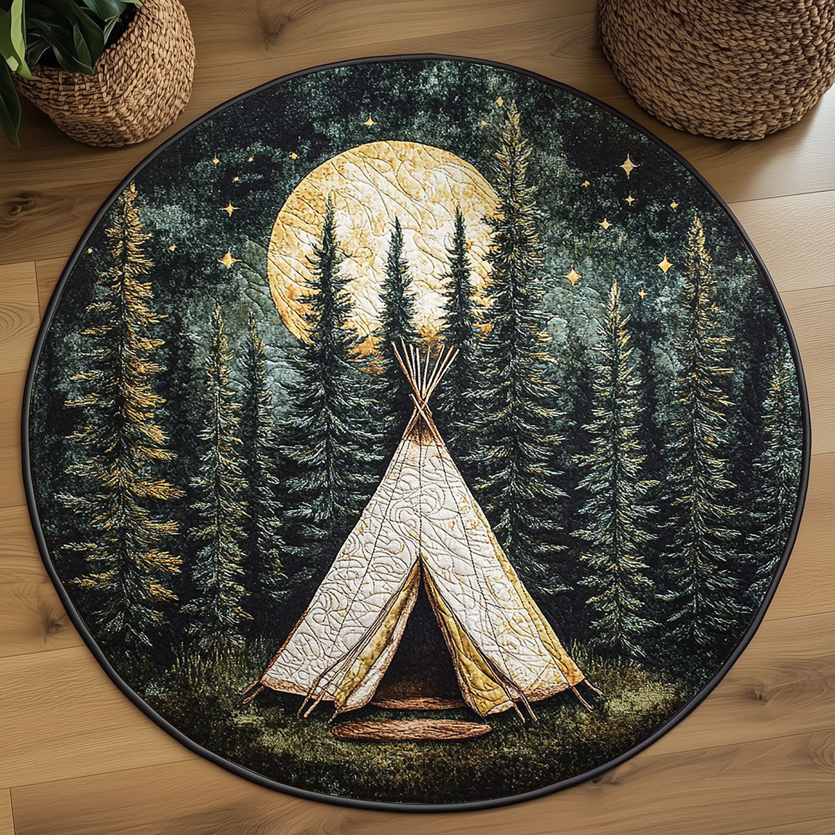 Mystic Teepee WY2203090CL Quilted Round Mat