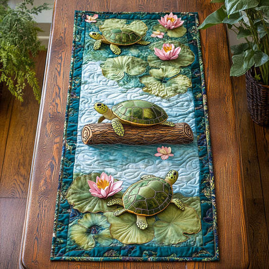 Lotus Turtle WJ2504018CL Quilted Table Runner