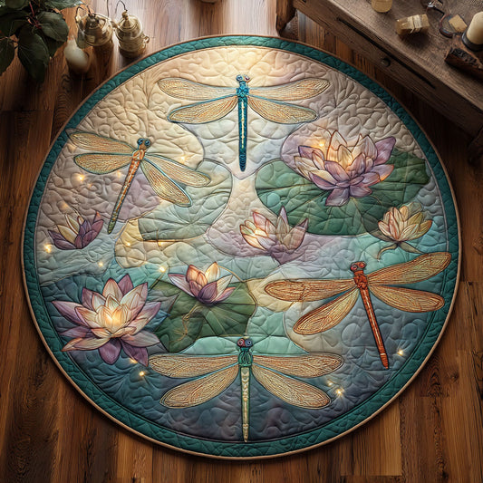 Dragonfly Lotus Harmony CW2708003CL Quilted Round Mat