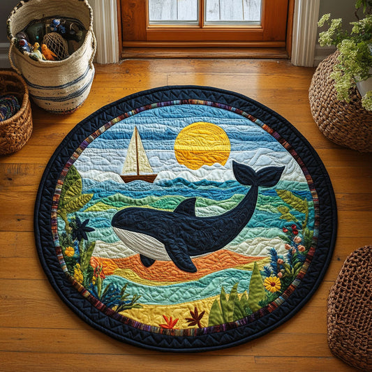 Whale's Sunset Voyage WJ0805051CL Quilted Round Mat