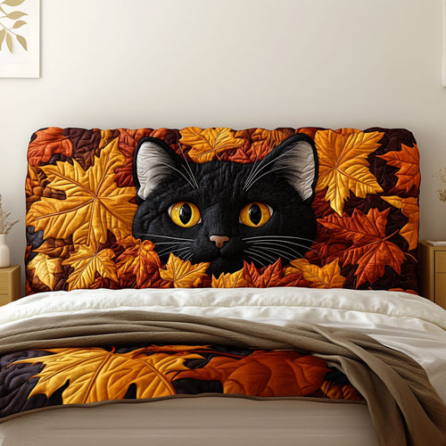 Peekaboo Black Cat KL2212013CL Quilted Headboard Slipcover