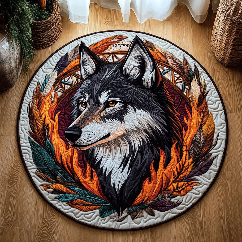 Native Wolf WJ0705029CL Quilted Round Mat