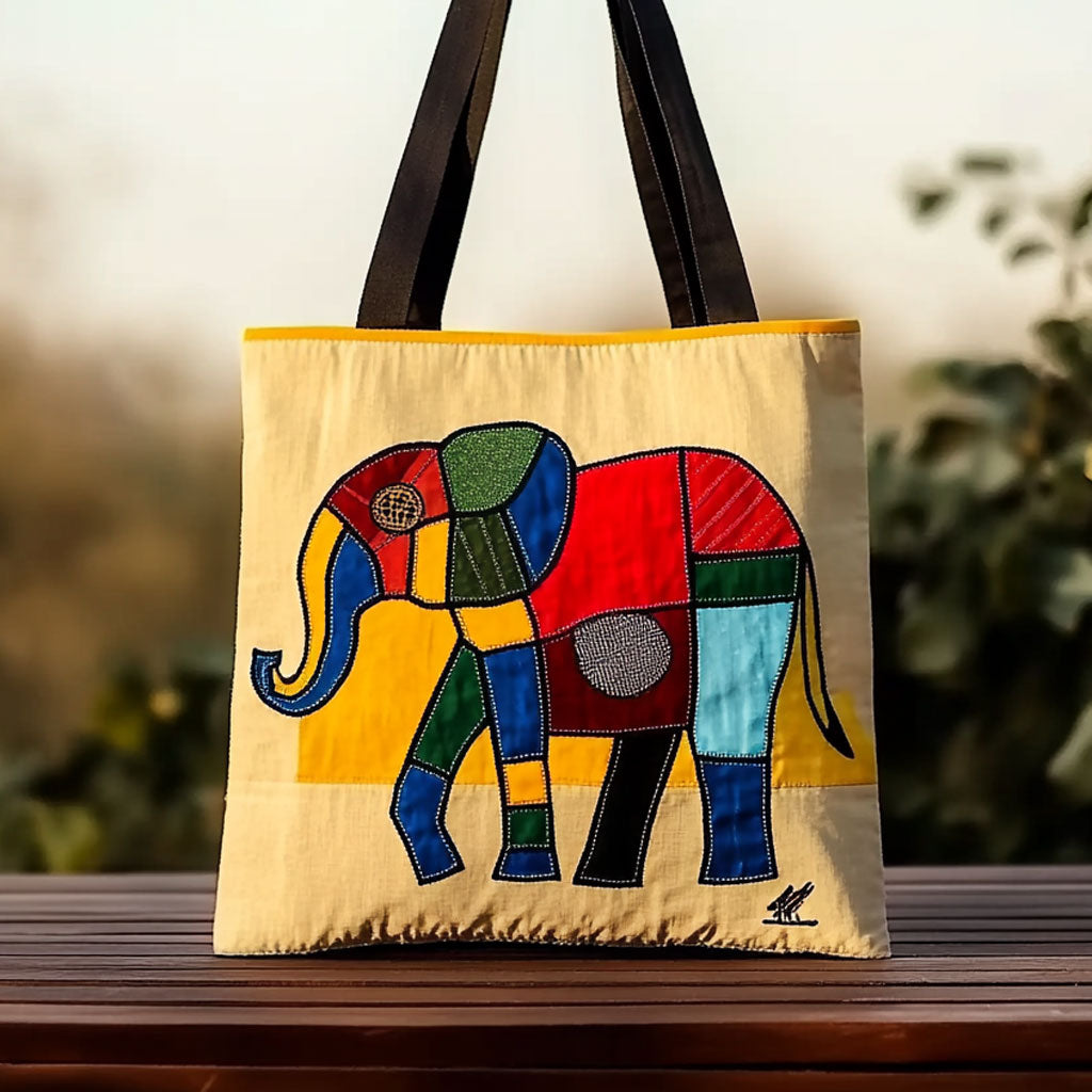 Patchwork Elephant Dream WN0910050CL Quilted Tote Bag