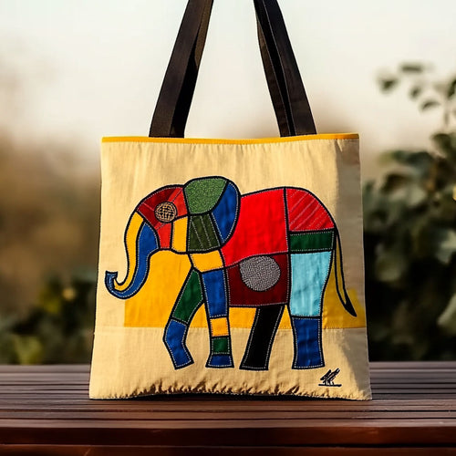 Patchwork Elephant Dream WN0910050CL Quilted Tote Bag