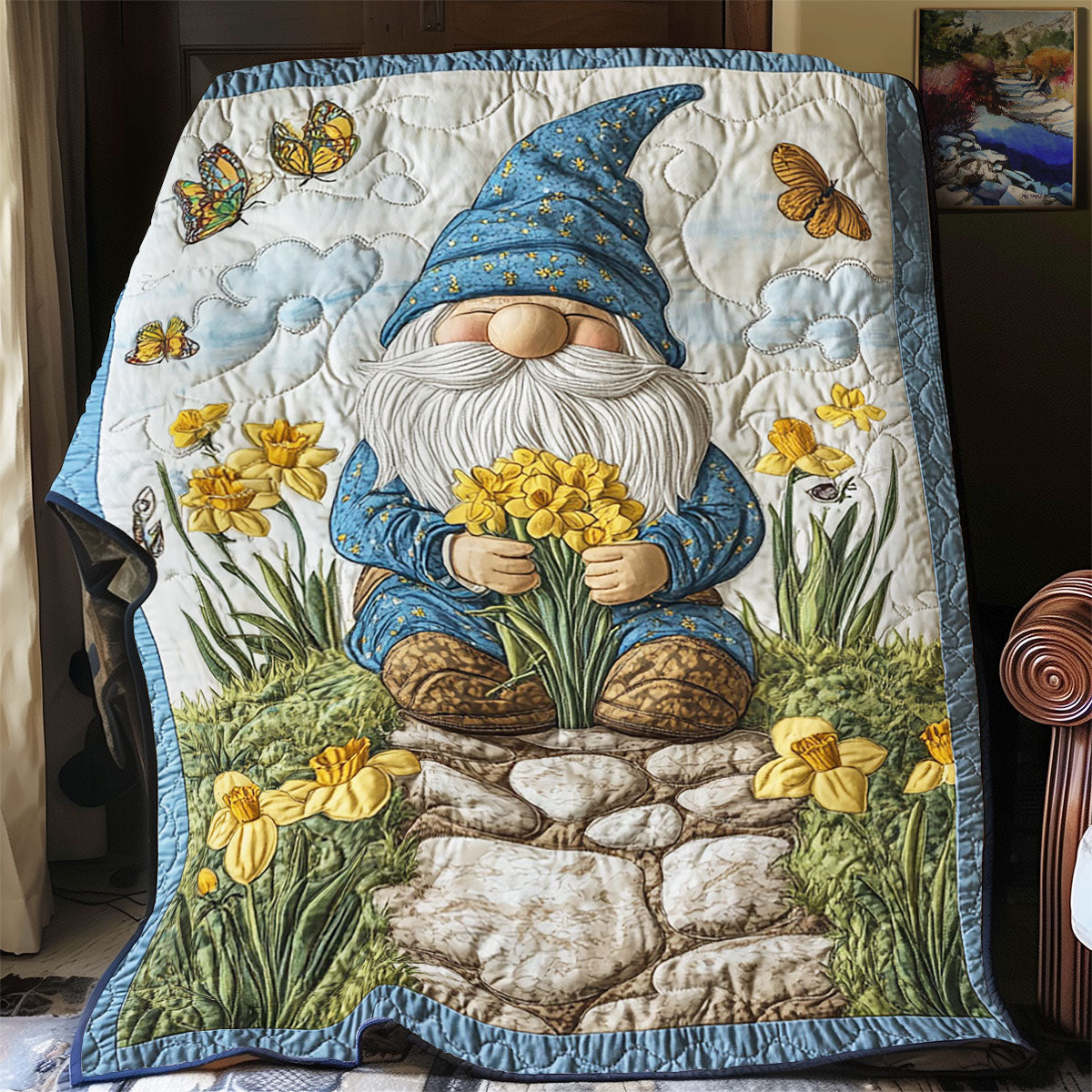 Gnome In Garden WY1202108CL Quilt