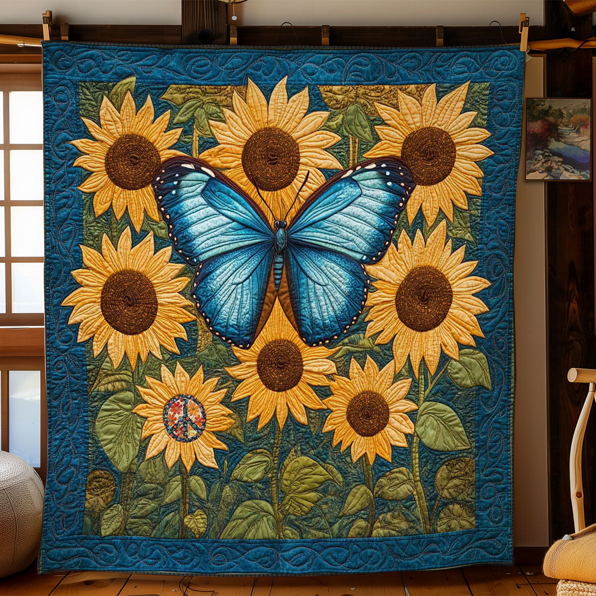 Sunflower Butterfly WN1511001CL Quilt