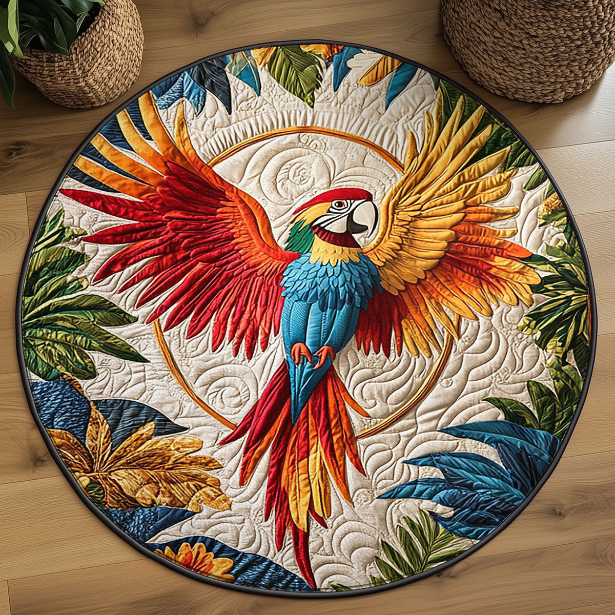 Tropical Parrot WJ0104032CL Quilted Round Mat