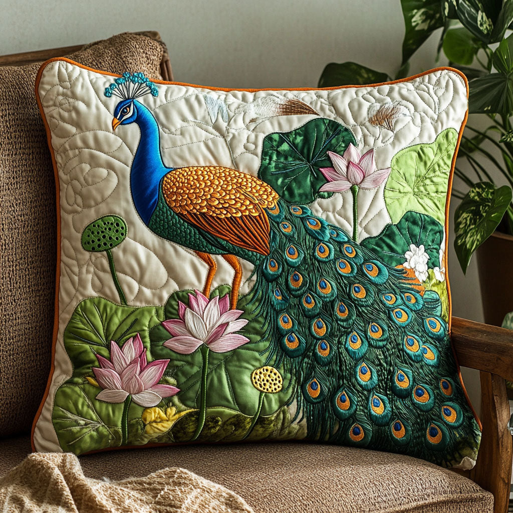 Peacock Lotus CW0307042CL Quilt Pillow Case