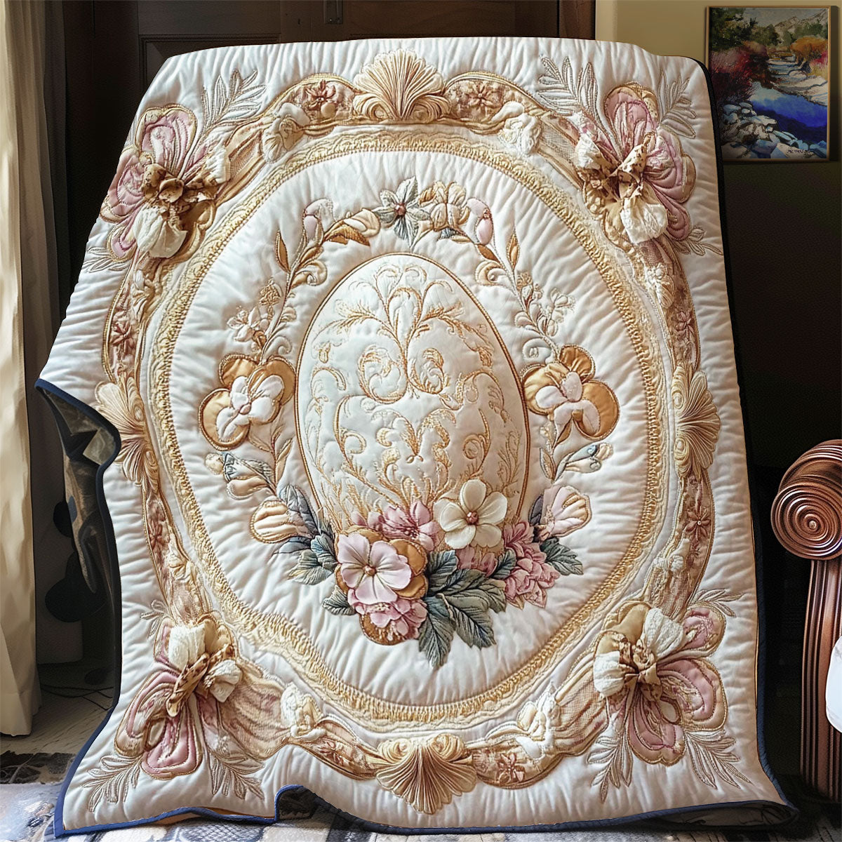 Golden Bloom Easter Egg WY0703029CL Quilt