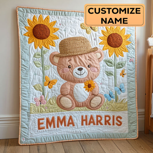 Sunny Teddy Bear CW2507018CL Personalized Baby Quilt