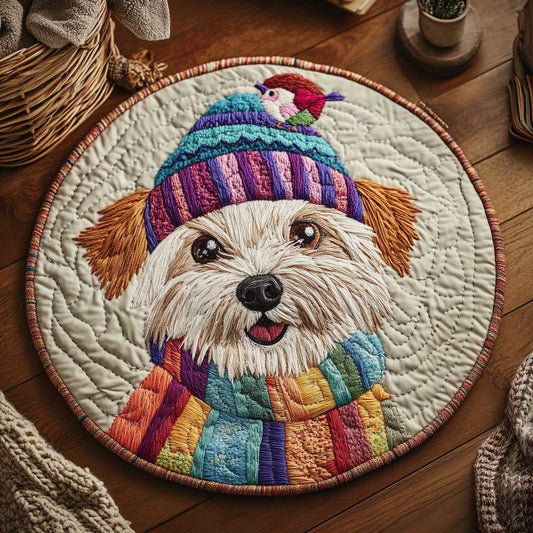 Furry Friend Dog WN2103010CL Quilted Round Mat