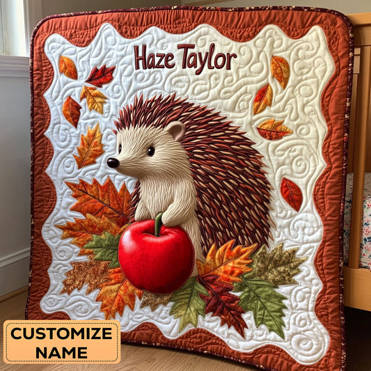 Apple Hedgehog WN3007005CL Personalized Baby Quilt