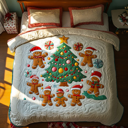 Gingerbread Smiling Snowmen WN1811021CL Duvet Cover Set