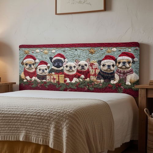 Christmas Bulldog CW1312007CL Quilted Headboard Slipcover