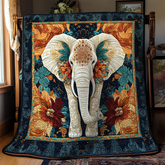 Portrait Flower Elephant WY2301074CL Quilt