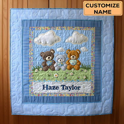 Fluffy Bear Sky WN2507019CL Personalized Baby Quilt