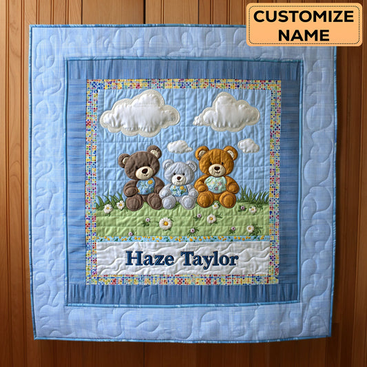 Fluffy Bear Sky WN2507019CL Personalized Baby Quilt