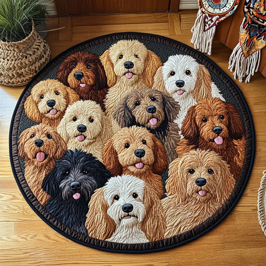 Doodle Dog WJ0705025CL Quilted Round Mat