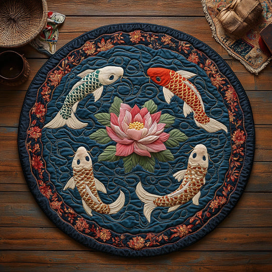 Koi Harmony WY2907078CL Quilted Round Mat