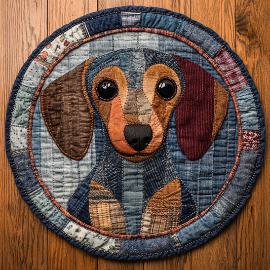 Dachshund Whimsy WN0207053CL Quilted Round Mat