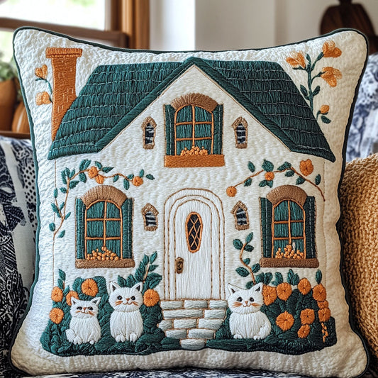 Cozy Cottage Cat WJ1702031CL Quilt Pillow Case